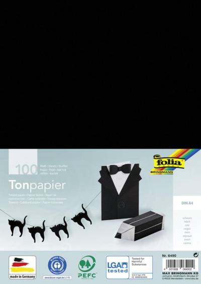 folia Tonpapier 100 BL Tonpapier A4 130g schw. 130 g/m² von Folia