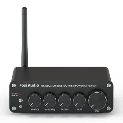 Fosi Audio BT30D Bluetooth 5.0 Stereo Audio Receiver Verstärker 2.1-Kanal Mini Hi-Fi Verstärker der Klasse D mit 50 Watt x2+100 Watt für Heim Außen Passiv Lautsprecher/Subwoofer Aktiv Subwoofer von Fosi Audio