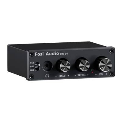 Fosi Audio Q4 Kopfhörer Verstärker, 192 kHz USB DAC Kopfhörerverstärker, USB/Optisch/Koaxial Eingänge auf 3,5 mm AUX/RCA/Ausgang, Gaming DAC AMP für PS5/PC/MAC/Aktive Lautsprecher von Fosi Audio