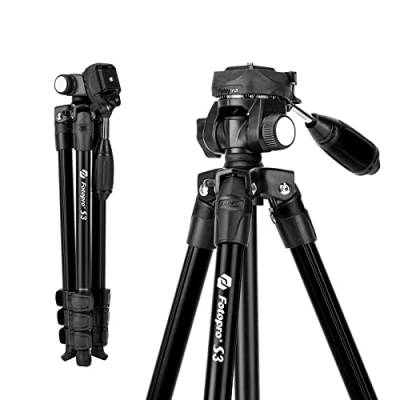 Fotopro 152cm Kamera Stative, 2-Wege-Neigekopf-Videostativ mit Schnellwechselplatte für SLR DSLR-Kamera, leichtes Kamerastativ Reisestativ mit bis zu 3kg Belastung von Fotopro