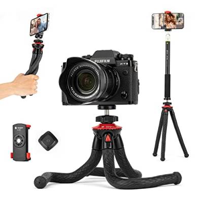 Fotopro Ausziehbarer Selfie-Stick mit Handyhalterung, Flexibles Handstativ für Smartphone, tragbarer Stativständer für iPhone und Kamera von Fotopro