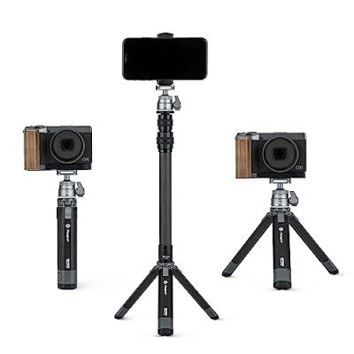Fotopro Mini Kamera Stativ mit Verlängerungsrohr aus Karbonfaser 90cm 360 Grad Kugelkopf Ausziehbares Professionelles DSLR Kamerastativ für iPhone Vlog Max. Belastung 3 kg 6,61 lbs von Fotopro