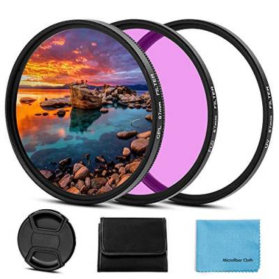 55mm Filter Kit, Fotover 55mm UV CPL FLD Filter Set Universal UV Schutzfilter Zirkular Polarisationsfilter mit Mitte Pinch Objektivdeckel kompatibel mit Canon Nikon Sony Pentax Olympus Fuji Kamera von Fotover