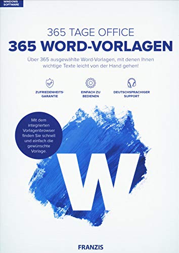 FRANZIS 365 Word-Vorlagen|Word|Über 365 ausgewählte Word-Vorlagen|Microsoft Word 2016 / 2013 / 2010 / 2007 / 2003 / 2002 / 2000 / 97|Windows® 10/8.1/8/7|Disc|Disc von Franzis