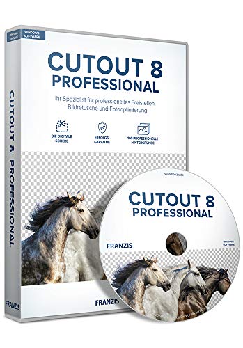 FRANZIS CutOut 8 professional|8|Die neueste Version vom Freistellspezialisten|Inkl. Photoshop Plug-ins für den perfekten Workflow|Bildretusche-Software für Windows® 10/8.1/8/7|Disc|Disc von Franzis