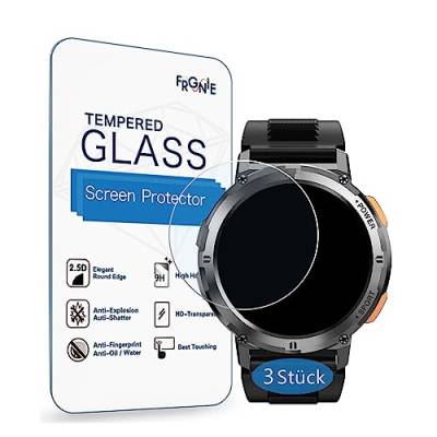 Frgnie 3 Stück Displayschutzfolie kompatibel für KOSPET T2 Smartwatch, 9H Gehärtetes Glas Schutzfolie für TESOFIT Tank T2 1,43" Smartwatch von Frgnie