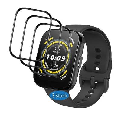 Frgnie 3 Stück Schutzfolie kompatibel für Amazfit Bip 5 Smartwatch Display Schutzfolie, 3D Curved Full Cover Bildschutzfolie von Frgnie