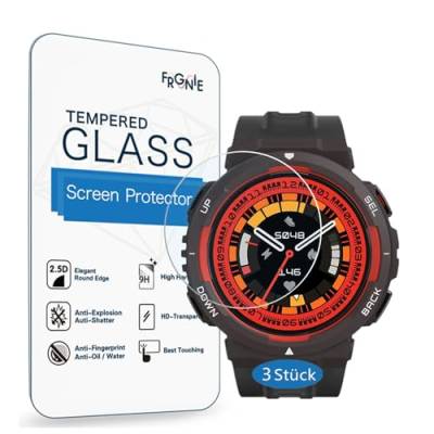 Frgnie Schutzfolie Kompatibel für Amazfit Active Edge Smartwatch (3 Stück) 9H Härte Gehärtetes Glas Displayschutzfolie von Frgnie