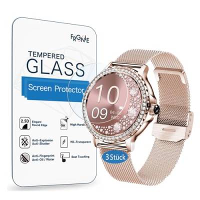 Frgnie Schutzfolie Kompatibel für BOCLOUD NX19 Smartwatch Damen (3 Stück) 9H Härte Gehärtetes Glas Displayschutzfolie Kompatibel für Fitonus/SoPrii 1,3" Smartwatch von Frgnie