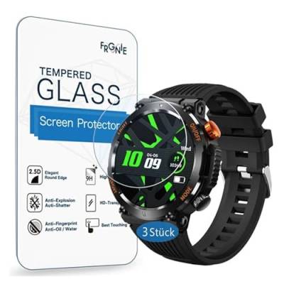 Frgnie Schutzfolie Kompatibel für YoYoFit Y27 Smartwatch (3 Stück) 9H Härte Gehärtetes Glas Displayschutzfolie, Kompatibel für HANPOSH/JELLOO HT17 Smartwatch für Herren mit LED von Frgnie