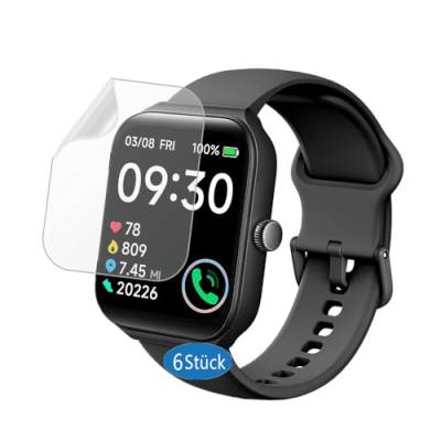 Frgnie Schutzfolie kompatibel für TOOBUR Smartwatch 1,95" (6 Stück) HD Flexibel TPU IDW16 Displayschutzfolie von Frgnie