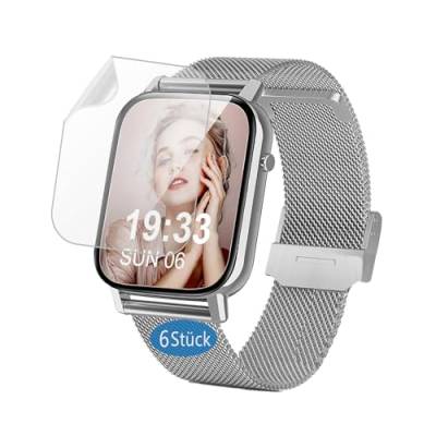 Frgnie Schutzfolie kompatibel für Tisoutec Smartwatch G89 Pro (6 Stück) Hülle Blasenfreie Displayschutz kompatibel für elfofle Smartwatch 1,85", HD TPU Folie von Frgnie