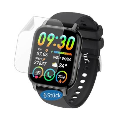 Frgnie Schutzfolie kompatibel für WeurGhy Y6 Smartwatch 1,85 Zoll, TPU HD Folie (6 Stück) kompatibel für Poounur/aycy Smartwatch Displayschutzfolie von Frgnie