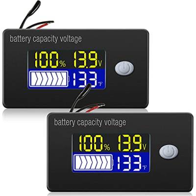 2 Stücke 12V 24V 36V 48V 60V 72V Batteriekapazität Spannung Messgerät mit Alarm und Extern Temperatur Monitor 0-179 ℉ Temperatur Monitor Blei Säure Batterie Lithium Batterieanzeige Meter von Frienda