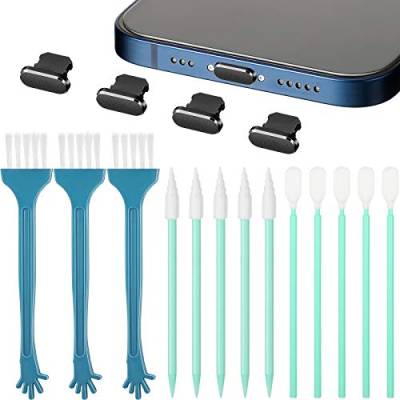 Frienda Anti Staub Stecker Metall Handy Staub Stecker Kompatibel mit iPhone 11/11 Pro/11 Pro Max/12 mini/12/12 Pro/12 Pro Max, Handy Port Reinigungsbürste Kit Handy Lautsprecher Reinigungsbürste von Frienda