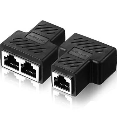 Frienda RJ45 Ethernet Splitter Steckverbinder 1 bis 2 Splitter Adapter LAN Ethernet Steckverbinder Kompatibel mit Cat5 Cat6 Kabel, 2 Computer Gleichzeitig im Internet Surfen (2 Stücke) von Frienda