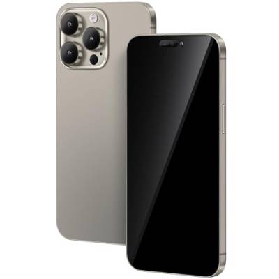 FufoneUS Anzeige gefälschte Spielzeug Handy Metallic Modell Nicht funktionierende Replik 1:1 Telefon für Phone 15 Pro Max gefälschte Spielzeug Handy (Fur 15 Pro Max Titanium Schwarzer Bildschirm) von FufoneUS