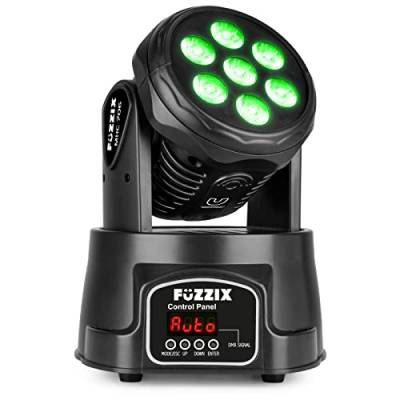 Fuzzix MHC706 - Moving Head Wash 7x6W RGBW LEDs, Discolicht Partylicht, beweglicher Lichteffekt, Auto-, Soundmodus, Master-Slave DMX Movinghead, LED DJ Lichteffekt Washer von Fuzzix