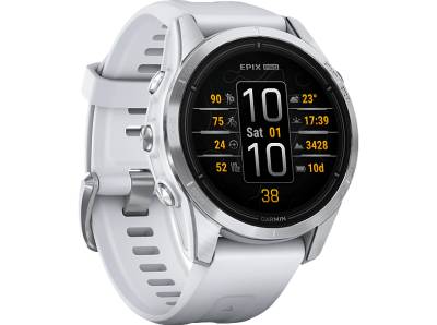 GARMIN EPIX PRO GEN 2 (42MM) Smartwatch Silikon, 108-182 mm, Steinweiss/Silber von GARMIN