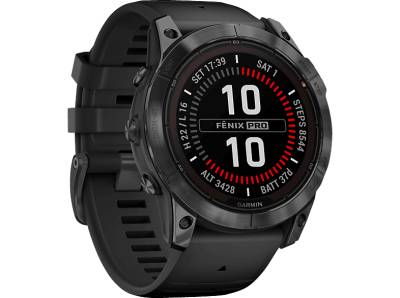 GARMIN FENIX 7 X PRO SOLAR Smartwatch Silikon, 127-210 mm, Schwarz/Schiefergrau von GARMIN