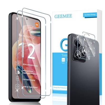 GEEMEE für Xiaomi Redmi Note 12 /Redmi Note 12 4G für Panzerglas, 2+2 Stück Schutzfolie mit Kamera Schutzfolie, 9H Härte Panzerfolie, HD Schutzglas Hohe Empfindlichkeit Displayschutz von GEEMEE