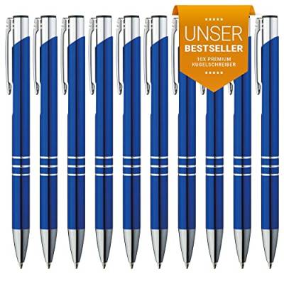 GIMEI® Metall Kugelschreiber 10 Stück | Premium Kugelschreiber Set Hochwertig, Kulli für einfaches & weiches Schreiben | Blauschreibender Kugelschreiber Blau als optischer Hingucker von GIMEI