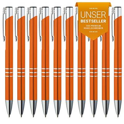 GIMEI® Metall Kugelschreiber 10 Stück | Premium Kugelschreiber Set Hochwertig, Kulli für einfaches & weiches Schreiben | Blauschreibender Kugelschreiber Orange als optischer Hingucker von GIMEI