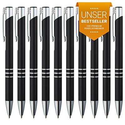 GIMEI® Metall Kugelschreiber 10 Stück | Premium Kugelschreiber Set Hochwertig, Kulli für einfaches & weiches Schreiben | Blauschreibender Kugelschreiber schwarz als optischer Hingucker von GIMEI