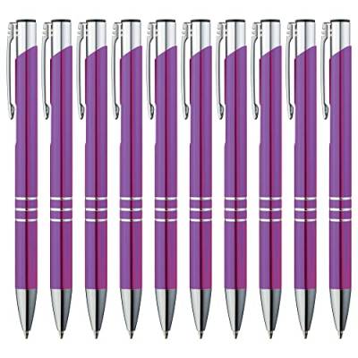 GIMEI® Metall Kugelschreiber 100 Stück | Premium Kugelschreiber Set Hochwertig, Kulli für einfaches & weiches Schreiben | Blauschreibender Kugelschreiber Lila als optischer Hingucker von GIMEI