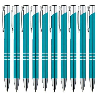 GIMEI® Metall Kugelschreiber 100 Stück | Premium Kugelschreiber Set Hochwertig, Kulli für einfaches & weiches Schreiben | Blauschreibender Kugelschreiber Türkis als optischer Hingucker von GIMEI