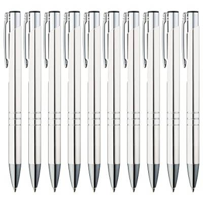 GIMEI® Metall Kugelschreiber 100 Stück | Premium Kugelschreiber Set Hochwertig, Kulli für einfaches & weiches Schreiben | Blauschreibender Kugelschreiber Weiß als optischer Hingucker von GIMEI