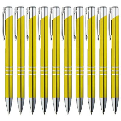 GIMEI® Metall Kugelschreiber 30 Stück | Premium Kugelschreiber Set Hochwertig, Kulli für einfaches & weiches Schreiben | Blauschreibender Kugelschreiber Gelb als optischer Hingucker von GIMEI