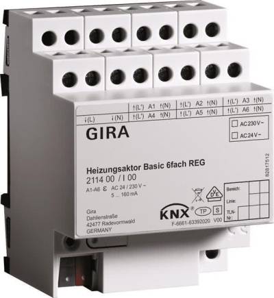 GIRA Heizungsaktor 6f basic KNX REG 211400 (211400) von GIRA