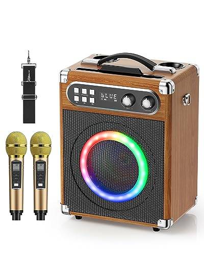 GJCrafts Karaoke, All-in-One Karaoke Maschine mit 20W Bluetooth Lautsprecher, 2 Kabellosen Karaoke-Mikrofon und Wiederaufladbarem Mikrofonsteckplatz, PA Anlage Komplettset fürAusflüge Partys von GJCrafts