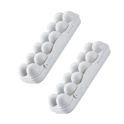 GLEAVI 2 Stück 12 Aufbewahrungsbehälter für Eier Eierhalter-Organisatoren eier box ei dose eierbox kühlschrankorginizer -Eierhalter 12 Gitter Eierablage Mit Deckel Veranstalter von GLEAVI