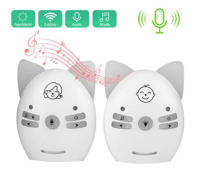GOOLOO Babyphone Baby-Audio-Monitor,Zwei-Wege-Sprechanlagen,Lieder,Nachtlicht,2,4 GHz, Weiß, DECT-Babyphone, Nachtlicht für Sie und Ihr Baby von GOOLOO