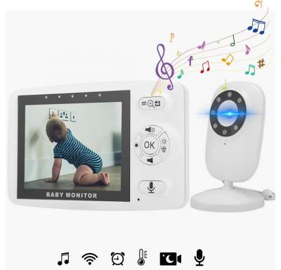 GOOLOO Babyphone Babyphone mit Kamera 3.5-Zoll-HD-LCD-Bildschirm, mit Zwei-Wege-Audio, Nachtmodus & Temperaturanzeige, 1-tlg., 1-ST, 2,4-GHz-Wireless-Technologie von GOOLOO
