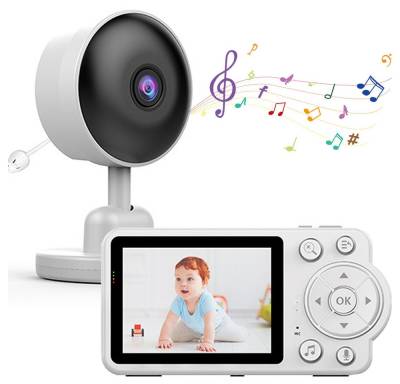 GOOLOO Babyphone Video-Babyphone mit Kamera Überwachungskamera 2.8 Zoll, 2-tlg., Schlaflieder, Bis zu 300M,2-Wege-Audio, kein WiFi, mit VOX Modus 2.4 GHz Gegensprechfunktion, Nachtsicht von GOOLOO