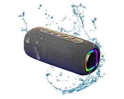 GOOLOO Lautsprecherbox 5.3 Bluetooth 4000mAh IPX6 wasserdicht mit Knopfdruck Dual-Lautsprecher 10 W*2 Lautsprecher (20 W, Mit RGB-Lichtern, 3 Beleuchtungsmodi, Typ-C-Anschluss) von GOOLOO