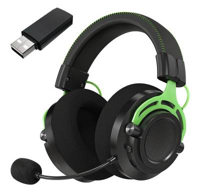 GOOLOO Wireless Gaming Headset mit Mikrofon Stereo 2.4G Bluetooth Grün Gaming-Headset (Kopf montierte Noise Cancelling Ohrhörer) von GOOLOO
