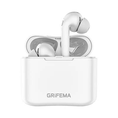 GRIFEMA Bluetooth 5.1 Kopfhörer Kabellos, In Ear Kopfhörer Bluetooth mit Noise Cancelling, 40 std Spielzeit, Touch Sensoren mit Eingebautes Mikrofon, Ladebox Schnellladung, Weiß, G-TWS1, ONE Size von GRIFEMA