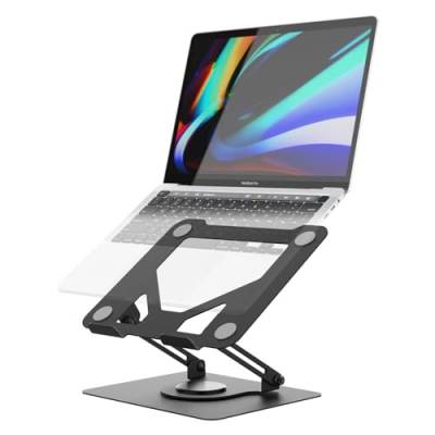 GRIFEMA Laptop Ständer mit 360 Drehbarer Basis, Höhenverstellbar, Belüfteter, Faltbarer Laptop Stand Kompatibel mit Den Meisten Laptops von 10-17 Zoll, Schwarz von GRIFEMA