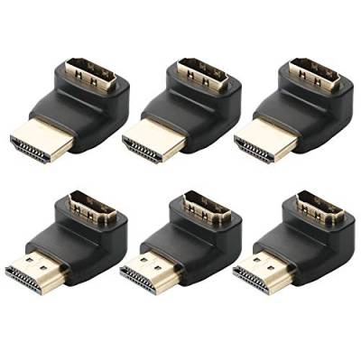 GTIWUNG 6 Stück HDMI Winkeladapter, HDMI Winkelstecker 90 Grad und 270 Grad, HDMI-Stecker auf HDMI-Buchse Adapter für HDTV, DVD-Player, Blu-Ray Player, PC, Audio-Receiver von GTIWUNG