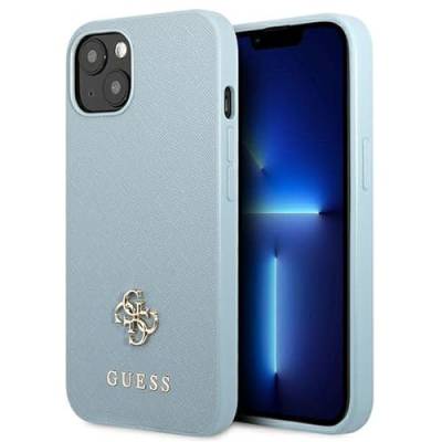 Guess GUHCP13MPS4MB Hülle für iPhone 13 6,1" blau hardcase Saffiano 4G Small Metal Logo von GUESS