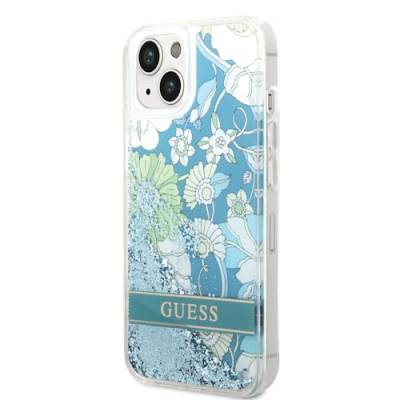 GUESS GUHCP14MLFLSN Hülle für iPhone 14 Plus 6,7" grün hardcase Flower Liquid Glitter von GUESS