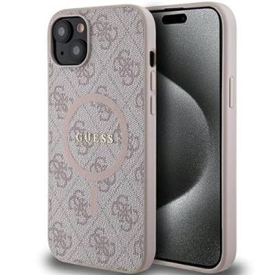 GUESS GUHMP15MG4GFRP Hülle für iPhone 15 Plus / 14 Plus 6.7"" Rosa hardcase 4G Collection Leather Metal Logo von GUESS