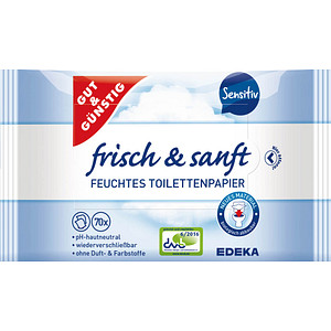 GUT&GÜNSTIG Feuchtes Toilettenpapier frisch & sanft 1-lagig, 140 Tücher von GUT&GÜNSTIG