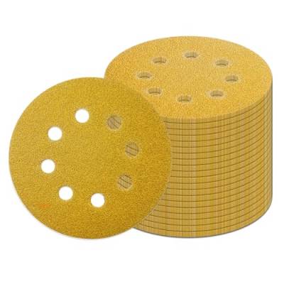 100Stk 125mm Klett Schleifpapier, Exzenter Schleifscheiben, 8-Loch Korn 120 Schleifpads, Schleifmittel Resistent gegen Zusetzen für Exzenterschleifer Schleifmaschine Poliermaschine von GZKTY