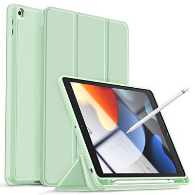 Gahwa Hülle Kompatibel mit iPad 9. Generation 2021/8. Gen. 2020/7. Gen. 2019 mit Stifthalter, Ultradünne Soft TPU Rückseite Abdeckung Schutzhülle, Case Cover mit Auto Schlaf/Weckfunktion - Matcha Grün von Gahwa