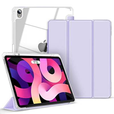 Gahwa Hülle für iPad 10.9 Zoll Air 4 2020/iPad Air 5 2022, Schutzhülle Case mit Stifthalter (Unterstützt 2. Gen iPencil Aufladen) Cover mit Transparenter Rückseite, Auto Schlaf/Wach Case - Lila von Gahwa